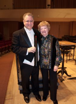 Shirley Miller presents baton to Maestro Eckerling